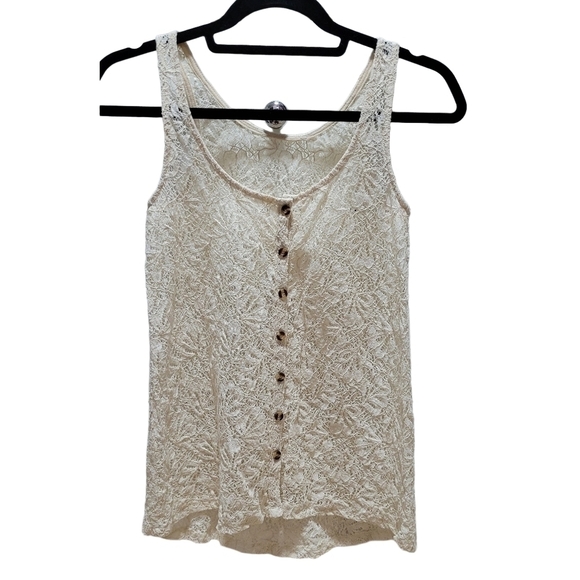 Free People Tops - Free People Floral crochet button up tank top